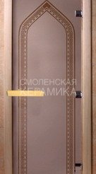 Дверь бан. DW 1900*700 кор. ольха-липа, САТИН с рис. Арка, (00083) 1