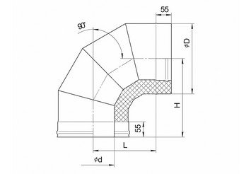 Сэндвич-колено 90° (AISI 430/0,5мм + нерж.) Ф120х200, Ferrum GS 30-50 2