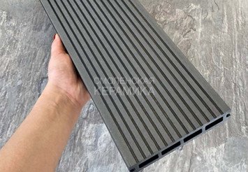 Террасная доска Latitudo Optima фактура дерева, вельвет, 146х24х4000 мм, Графит 7