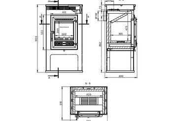 Печь-Камин ASTON 11кВт (180 м3) Ø150мм (Чугунная дверь) 3