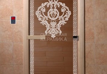 Дверь бан. DW 2000*700 кор. кедр БРОНЗА МАТОВОЕ с рис. Версаче (02029; 01389; 01243) 1