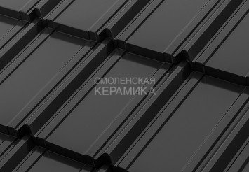 Модульная черепица AQUASYSTEM Берген PE Rooftop Бархат, Zn140, Чёрный RAL9005, 1165х765мм 1