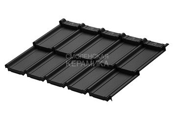 Модульная черепица AQUASYSTEM Берген PE Rooftop Бархат, Zn180, Чёрный матовый RAL9005, 1165х765мм 2