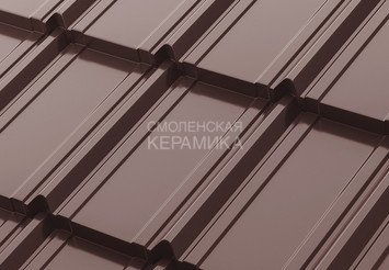 Модульная черепица AQUASYSTEM Берген PE Rooftop Бархат, Zn140, Коричневый RAL8017, 1165х765мм 1
