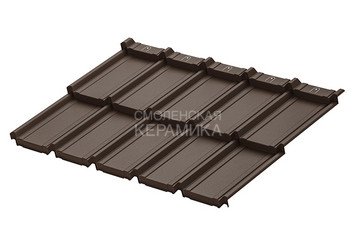 Модульная черепица AQUASYSTEM Берген PU Rooftop Кашемир, Zn275, Тёмно-коричневый матовый RR32, 1165х 2