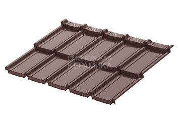 Модульная черепица AQUASYSTEM Берген PE Rooftop Бархат, Zn140, Коричневый RAL8017, 1165х765мм 2