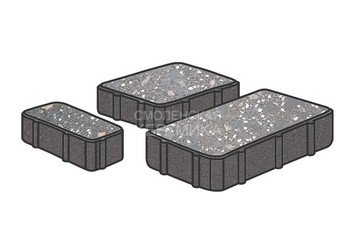 Гранитная тротуарная плитка Готика, Новый город Granite FINO, 80 мм, Ильменит 1