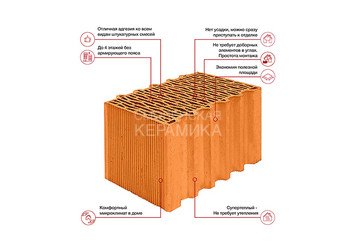 Камень керамический крупноформатный Porotherm 38 Thermo, высокоэффективный 4
