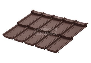 Модульная черепица AQUASYSTEM Берген PE Rooftop Бархат, Zn180, Коричневый матовый RAL8017, 1165х765м 2