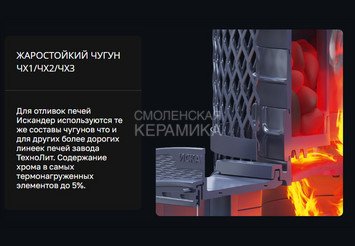 Печь чугунная для бани Технолит ИСКАНДЕР ЗК 25 (M) Pro Ураган 7